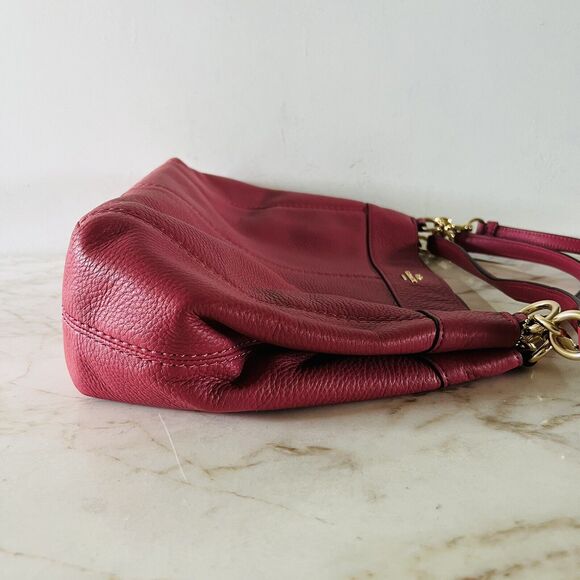 COACH Lexy Rouge Pink Pebbled Leather Shoulder Bag - Picture 5 of 11
